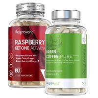 Stofskifte Booster-pakke,  Kombipakke - Grøn kaffe-koffeinpiller og hindbærketoner