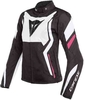 Dainese Edge Tex Damer motorcykel tekstil jakke Sort Hvid Pink 42