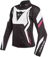 Dainese Edge Tex Damer motorcykel tekstil jakke Sort Hvid Pink 48