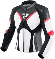 Rebelhorn Rebel Damer Motorcykel læderjakke,  sort-hvid-rød,  størrelse 32 til Kvinder