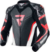 Rebelhorn Rebel Motorcykel læderjakke Sort Hvid Rød 58