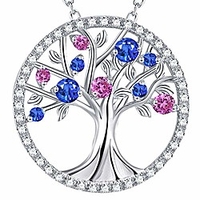 oktober fødselssten lyserød turmalin halskæde til kone fødselsdagsgaver mor kvinder livets træ vedhæng sterling sølv blå safir smykker
